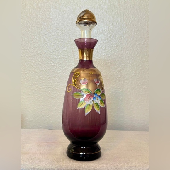 Antique Czech Bohemian Amethyst Glass Genie Decanter & Stopper - Picture 3 of 7